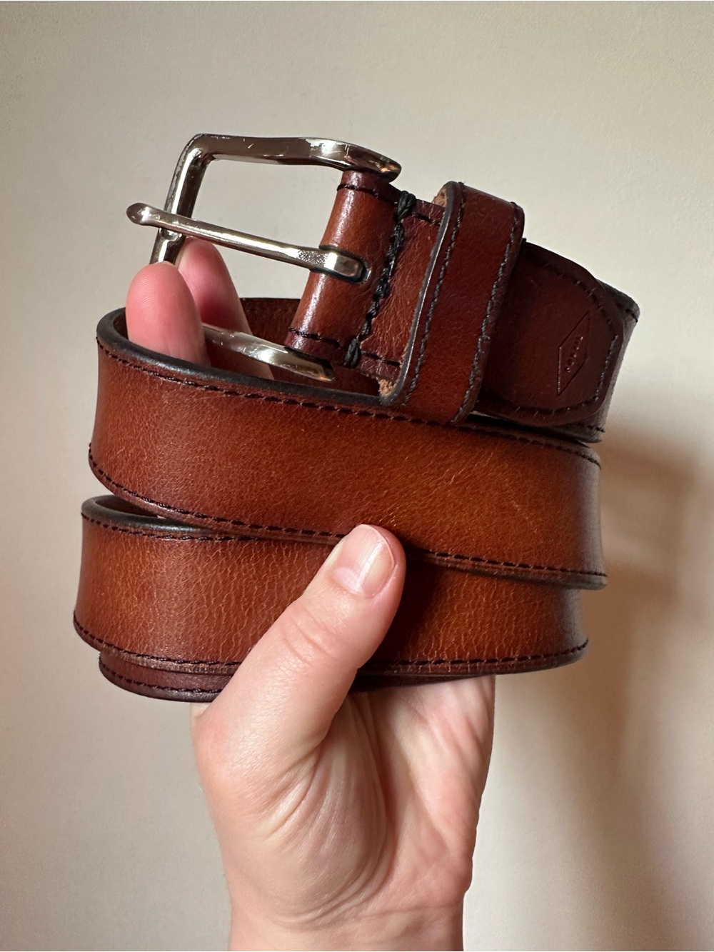 Men’s Fossil Brown Leather Belt Waist 40